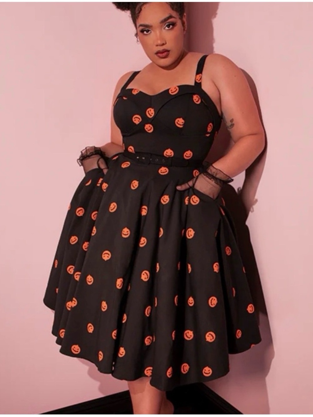 Vixen Micheline Pitt Fit-&-Flare Pumpkin Swing Dress